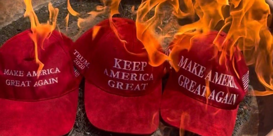 Furious MAGA Fans Burn Their Hats in Rebellion Against Trump.